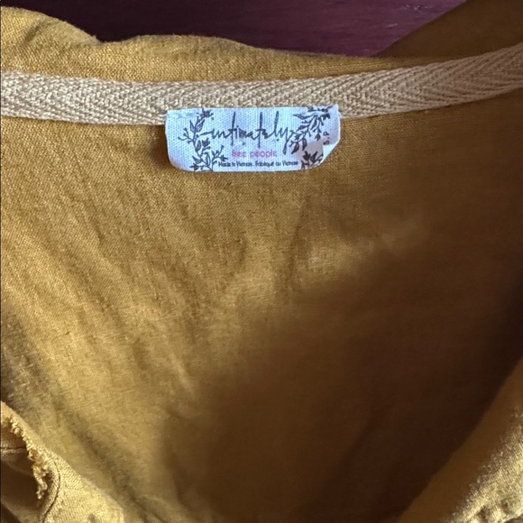 Free People Golden Top Safari Body Suit Blouse Utility Pocket Boho Shirt Small - Picture 4 of 8